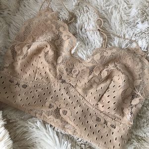FP - NWOT - Creamy Tan Eyelet & Velvet Bralette